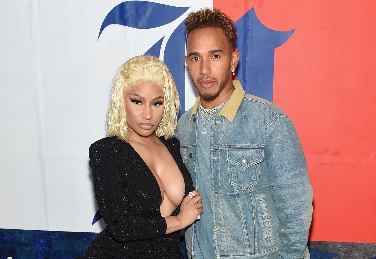 Nicki Minaj and Lewis Hamilton on Sept. 10, 2018. (Photo: Getty Images)