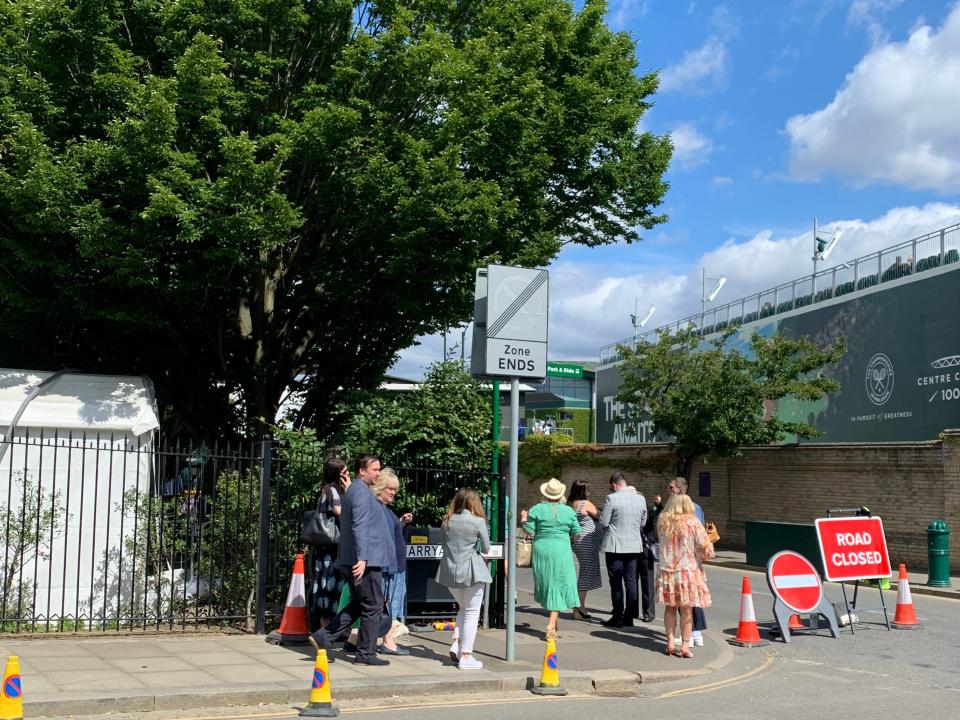 Attendees arriving at the Centre Court for the 2022 Wimbledon Championships.