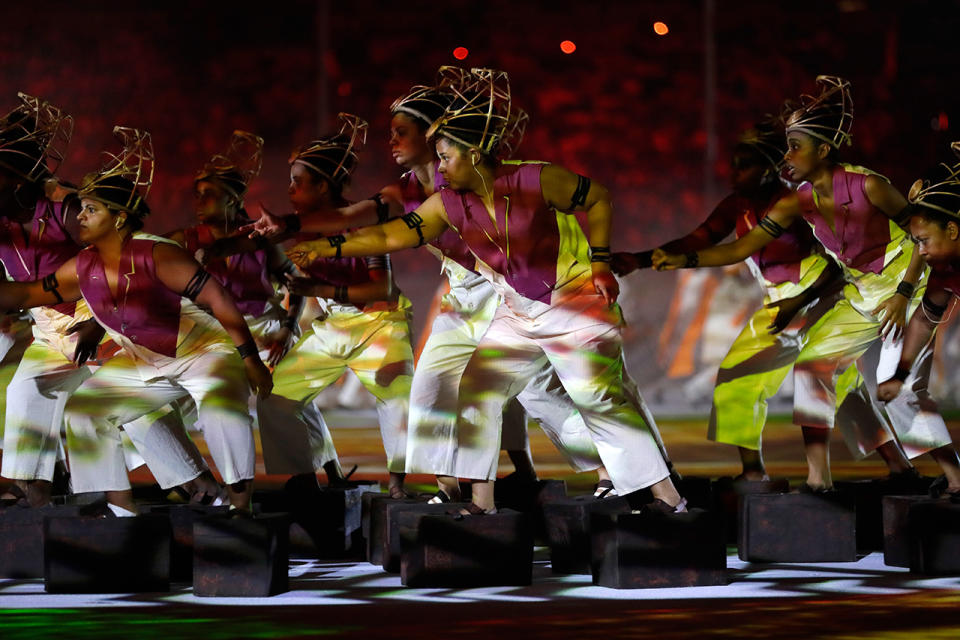 <p>Dancers perform during the Opening Ceremony of the Rio 2016 Olympic Games at Maracana Stadium. (Photo by Jamie Squire/Getty Images) </p>