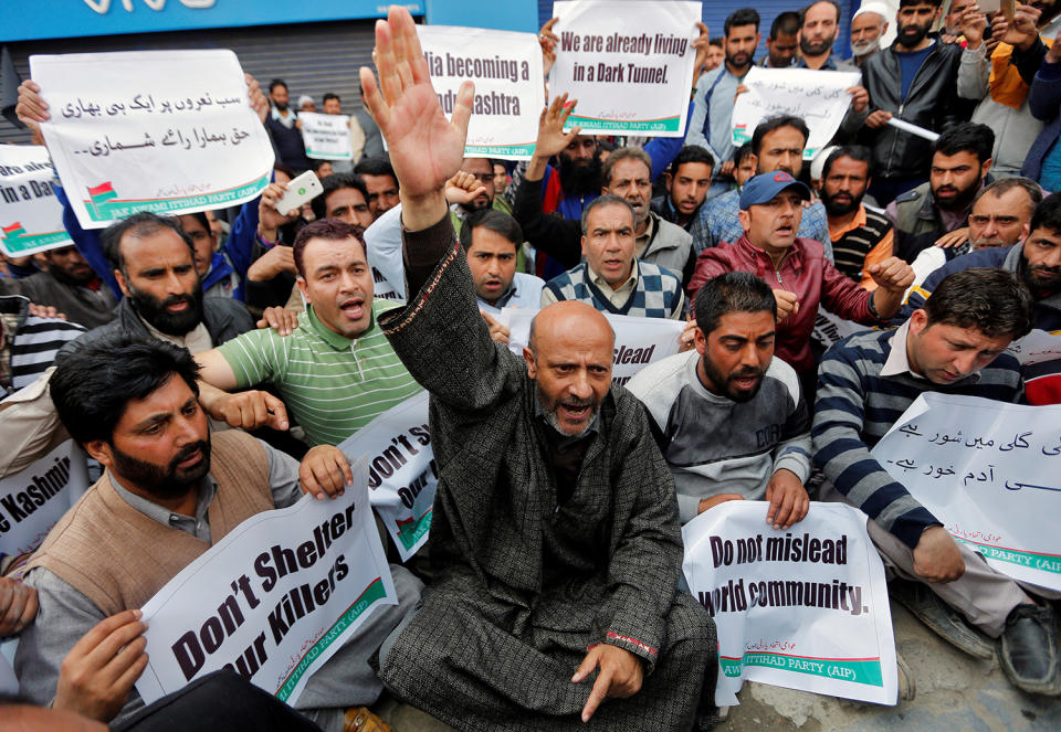 Demonstrators in Srinagar