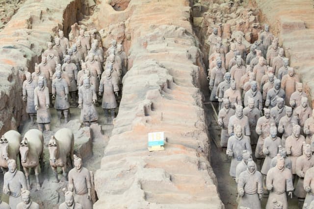 The Terracotta Army warriors at the tomb of Chinaâ€™s First Emperor in Xian. Unesco World Heritage site.