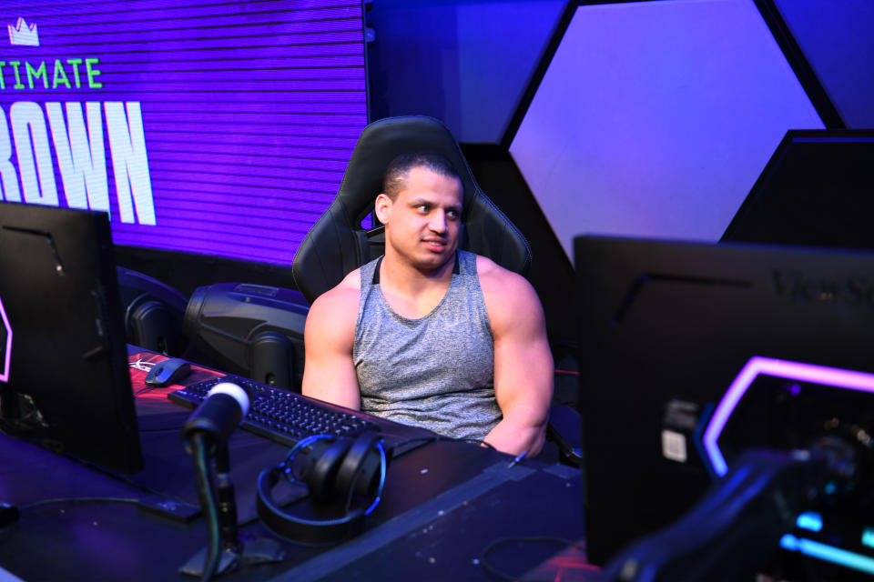 LAS VEGAS, NEVADA - JULY 09: Tyler1 attends Amazon’s Prime Day “Ultimate Crown” gaming event where MrBeast and Ninja compete head-to-head at HyperX Arena on July 09, 2022 in Las Vegas, Nevada. (Photo by Denise Truscello/Getty Images for Amazon's Crown Channel)