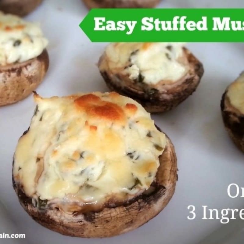 <p>Dancing Through The Rain</p><p>This easy vegetarian stuffed mushroom recipe has only three ingredients, so it’ll take only minutes to make! A quick no-meat appetizer option!</p><p><strong>Get the recipe: <a href="https://dancingthroughtherain.com/easy-stuffed-mushrooms-only-three-ingredients/" rel="nofollow noopener" target="_blank" data-ylk="slk:Easy Stuffed Mushrooms;elm:context_link;itc:0;sec:content-canvas" class="link ">Easy Stuffed Mushrooms</a></strong></p>