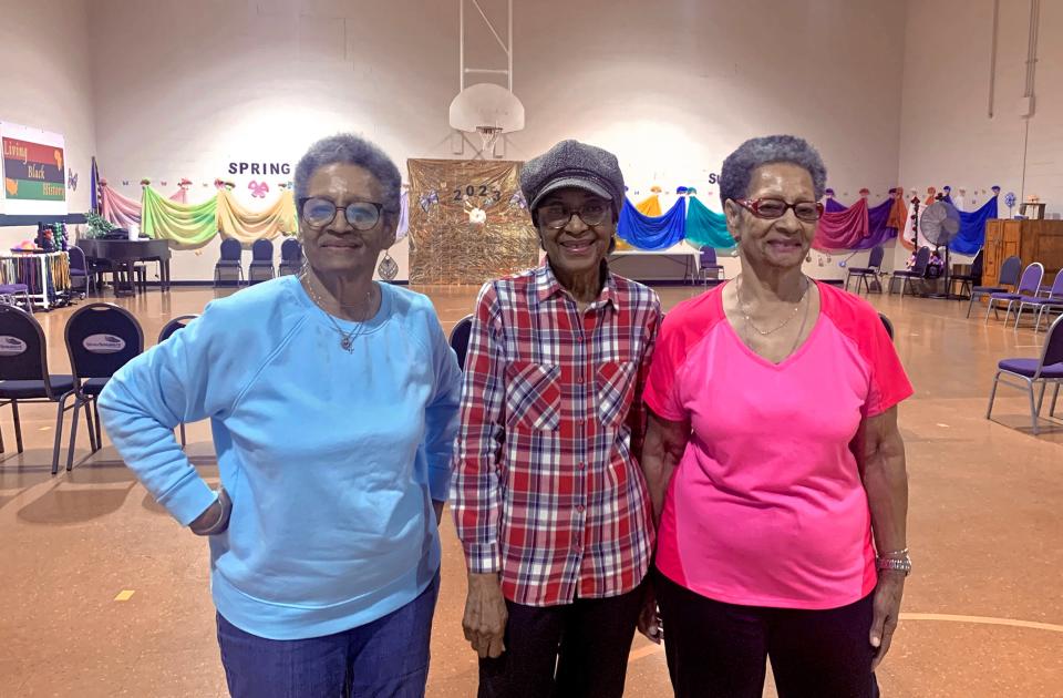 Sisters Veola Ramsey, Carrie Roberson and Viola Doss smile for a photo inside the YMCA Lincoln Park Senior Center. The three are excited for the opening of the new MAPS 3 Health and Wellness Center on NE 36 and Lincoln.