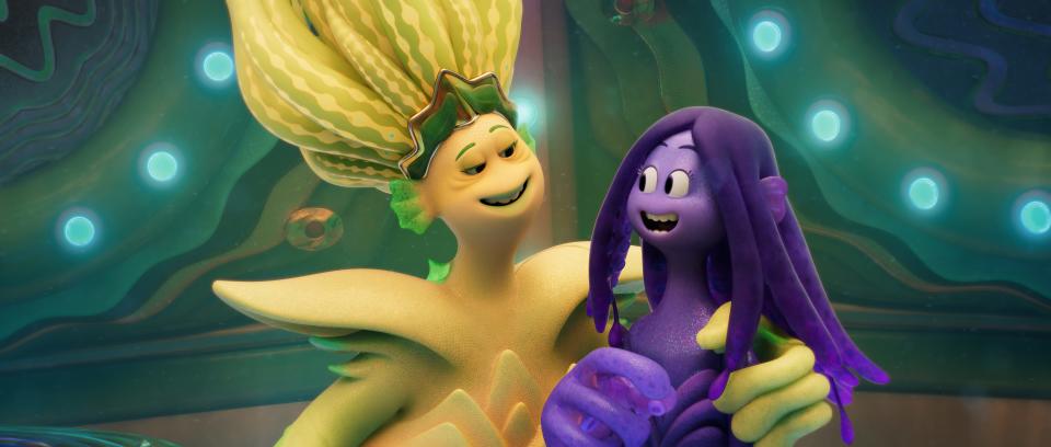 "Ruby Gillman, Teenage Kraken" centers on shy teen Ruby (right, voiced by Lana Condor), who discovers she's next in line to inherit the mantle of Warrior Queen of the Seven Seas from her grandma (Jane Fonda).