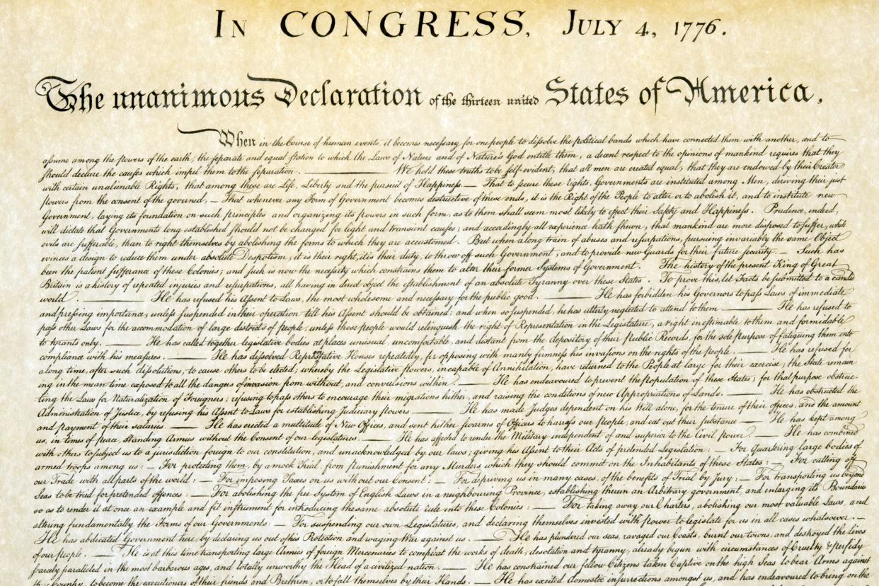 American Declaration of independence 4th july 1776 detail