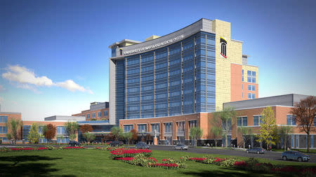 An artist's rendering of the University of Maryland Prince George's Medical Center which will be located in Largo, Maryland, U.S., is shown in this handout provided on March 21, 2017. Courtesy of Prince George's Hospital/Handout via REUTERS