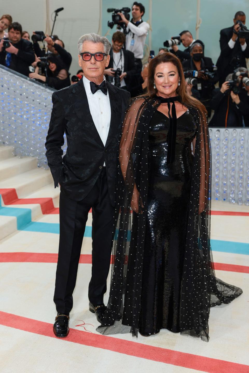 Pierce Brosnan and Keely Shaye Smith attend the 2023 Met Gala.