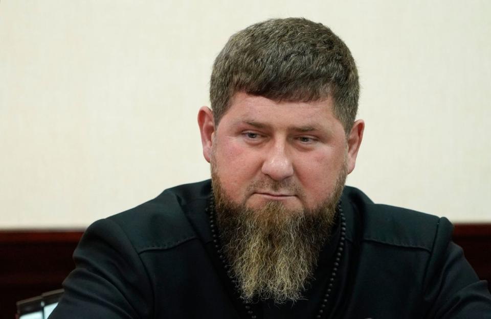 Chechen leader Ramzan Kadyrov attends a meeting of the Council on Interethnic Relations chaired by President Vladimir Putin in Pyatigorsk, Stavropol Krai region, on May 19, 2023. (Tatiana Barybina/Press service of the governor of the Stavropol Territory / AFP)