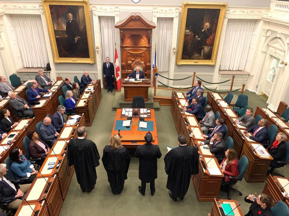 The Lieutenant Governor of Nova Scotia arrives for the end of the fall session at Province House.