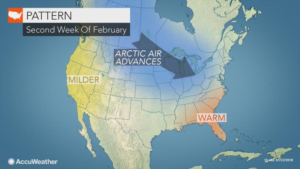 Expected weather pattern for the second week of February 2018/AccuWeather