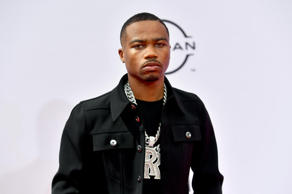 Roddy Ricch Wearing Black Jacket And Jewelry 