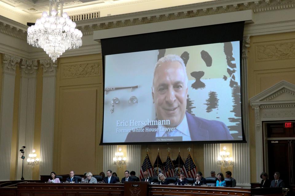 A video image of former White House Lawyer Eric Herschmann