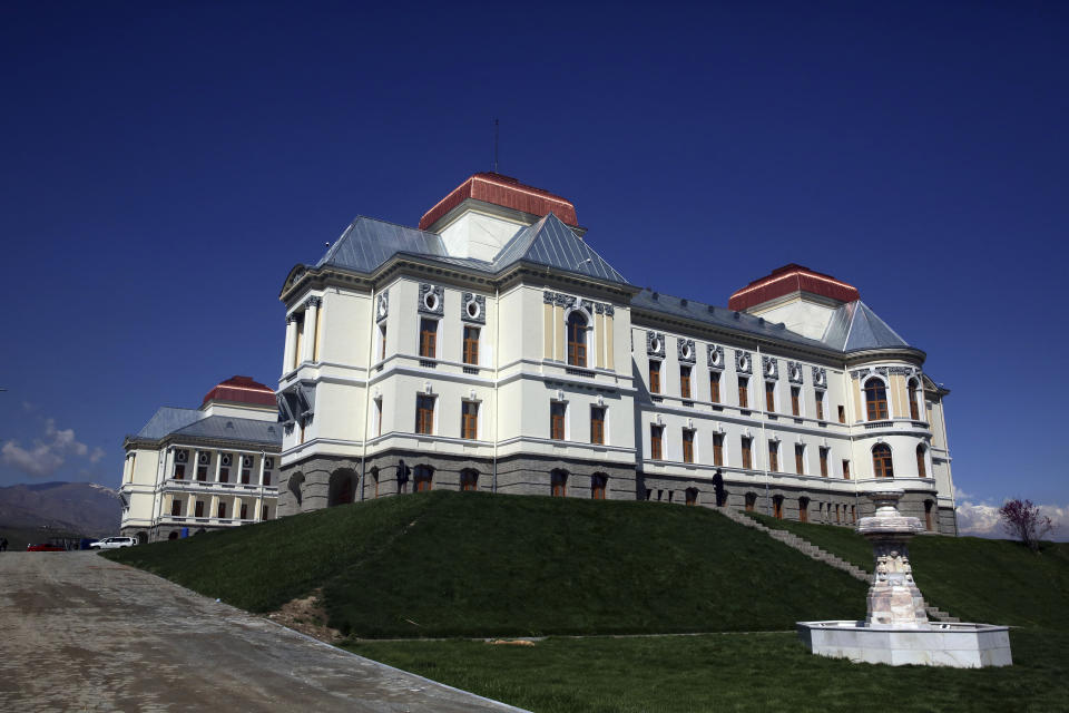 FILE - This April 18, 2020 file photo, shows the Darul Aman Palace which is being used as a temporary health facility for COVID-19 patients in Kabul, Afghanistan. The Taliban fighters who rolled into Afghanistan's capital and other cities in recent days appear awestruck by the towering apartment blocks, modern office buildings and shopping malls. When the Taliban last seized power, in 1996, the country had been ravaged by civil war and the capital was in ruins. (AP Photo/Rahmat Gul, File)