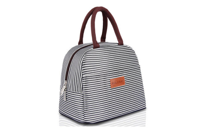 PackIt Freezable Lunch Bag with Zip Closure, Gray Stripe