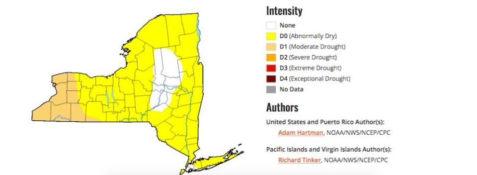 The U.S. Drought Monitor update on June 15 for New York state counties.