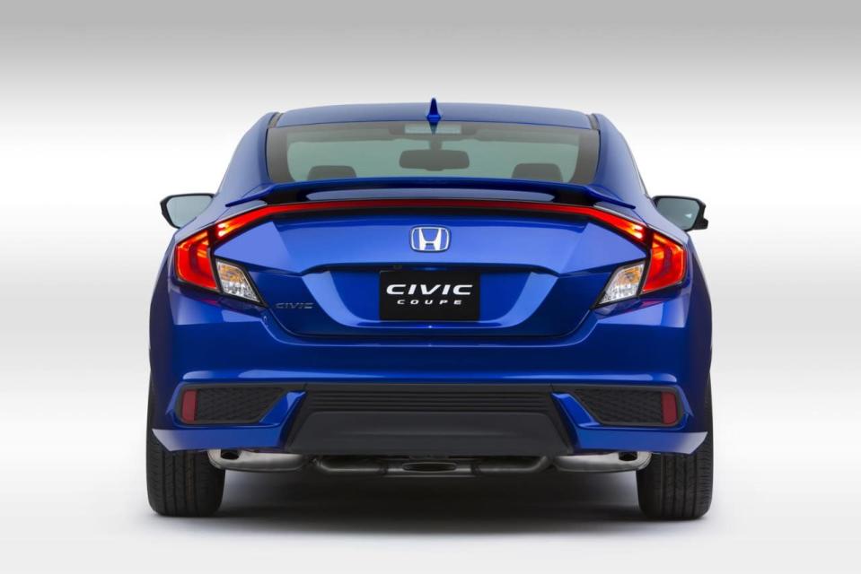 The rear of the Civic, showcasing the C-shaped LED taillights.