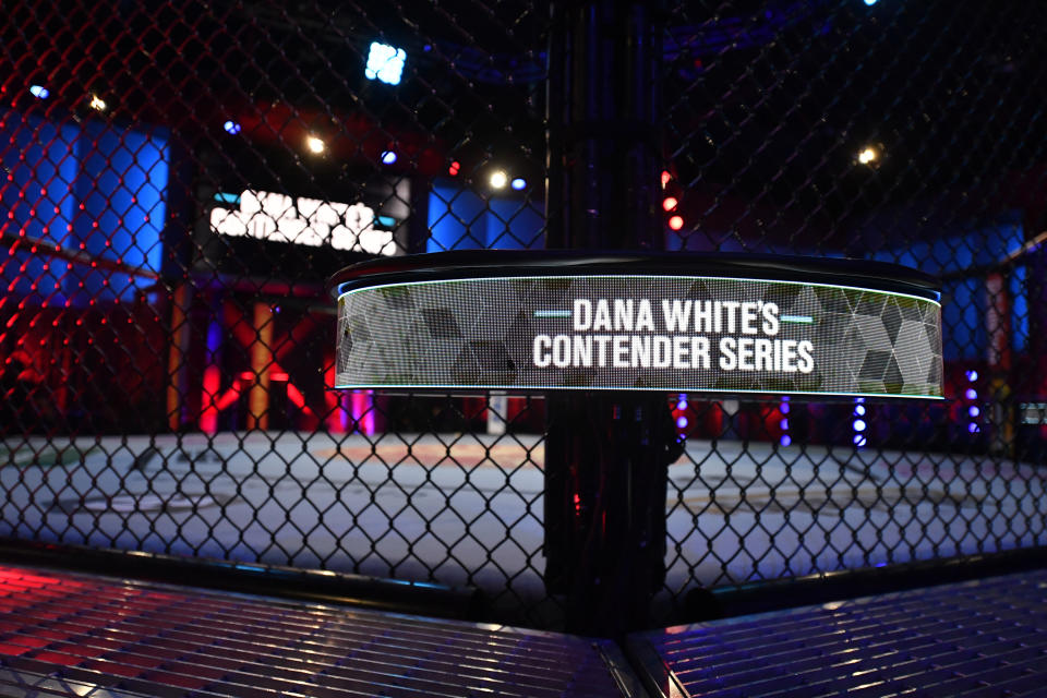 LAS VEGAS, NEVADA - AUGUST 31: A general view of the Octagon prior to Dana White's Contender Series season five week one at UFC APEX on August 31, 2021 in Las Vegas, Nevada. (Photo by Chris Unger/Zuffa LLC)