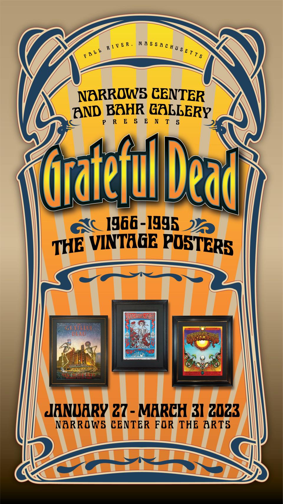 “Grateful Dead: The Vintage Posters, 1966-1995” co-curated by the Bahr Gallery, will be on exhibit at The Narrows Center for the Arts until March 31.