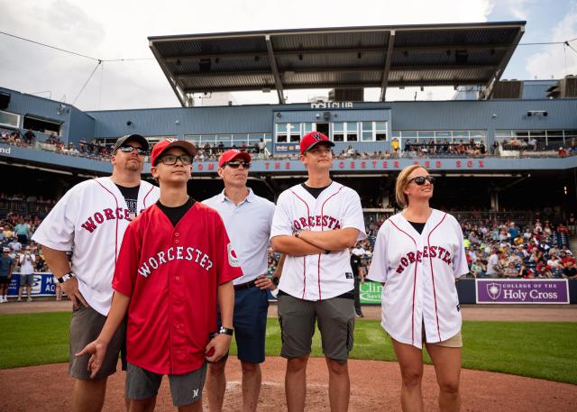 Worcester Red Sox take their team picture at Polar Park on Aug. 31