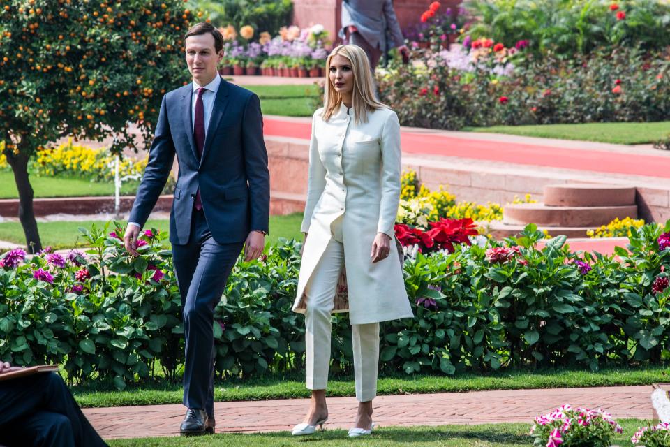 Jared Kushner in India in February of this year, with Ivanka Trump. Photo by Pradeep Gaur/Mint via Getty Images