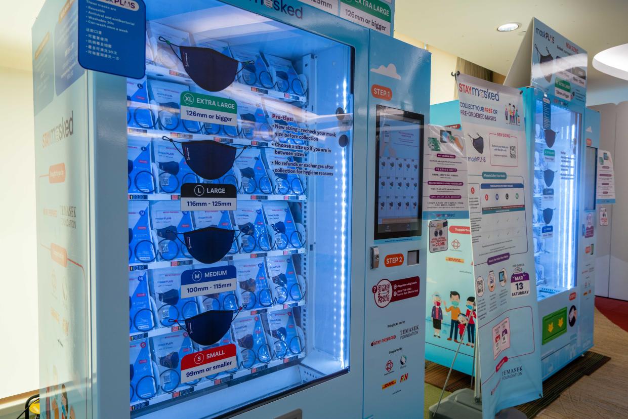 Mask distribution vending machines. (PHOTO: Temasek Foundation)