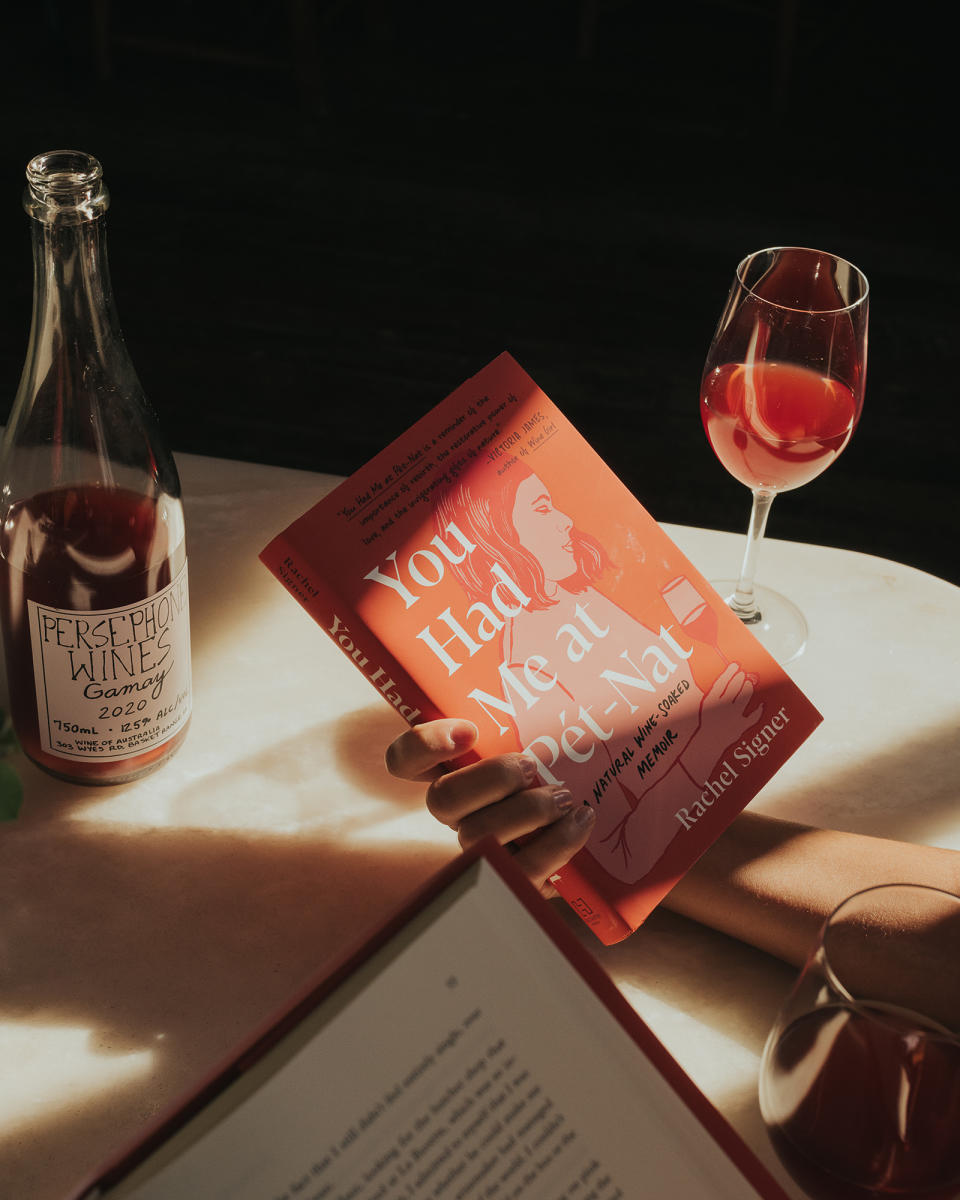 <p><em>Pipette</em>'s editor and publisher Rachel Signer recounts her journey from frustrated freelance journalist and waitress in New York City to Australia-based natural winemaker in <em>You Had Me at Pét-Nat</em>. (Pétillant Naturel is a type of sparkling wine.) Through the lens of her own personal journey to finding love and a more fulfilling career among those transforming the wine industry, Signer reminds us it's never too late to pursue your passions. </p> <p><strong>Buy It!</strong> <em>You Had Me at Pét-Nat</em>, $24.99; <a href="https://www.amazon.com/gp/product/0306924749?tag=hacboogrosit-20" rel="sponsored noopener" target="_blank" data-ylk="slk:amazon.com;elm:context_link;itc:0;sec:content-canvas" class="link ">amazon.com</a> or <a href="https://www.indiebound.org/indie-store-finder" rel="nofollow noopener" target="_blank" data-ylk="slk:your local bookstore;elm:context_link;itc:0;sec:content-canvas" class="link ">your local bookstore</a>!</p>