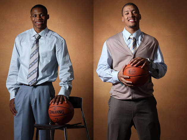 Russell Westbrook and Michael Beasley in 2008. (Getty Images)