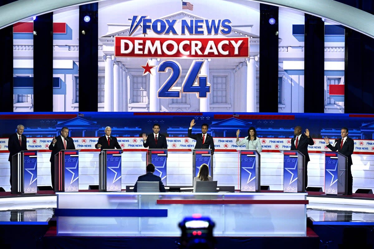 The first Republican Presidential primary debate at the Fiserv Forum in Milwaukee, Wisconsin, on August 23, 2023 (AFP via Getty Images)