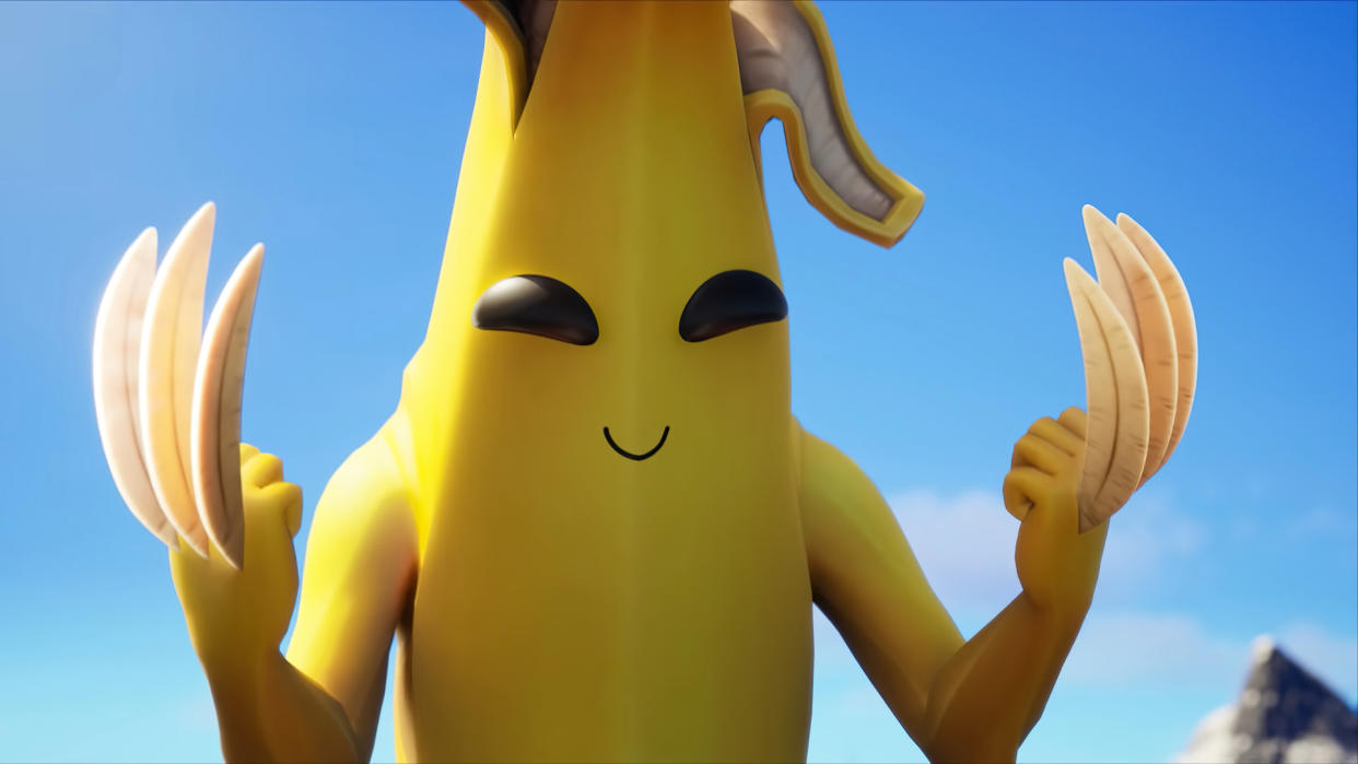  Peely from Fortnite with banana-fied Wolverine claws. 