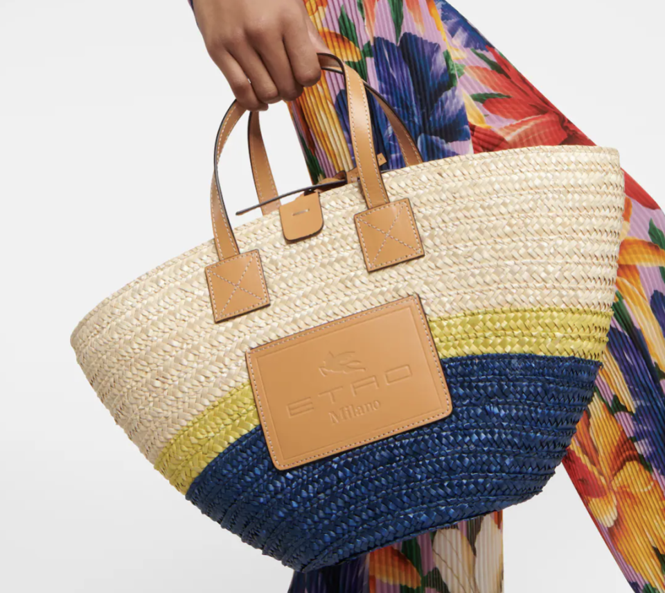 Etro Pegaso striped leather-trimmed tote bag. (PHOTO: MyTheresa)