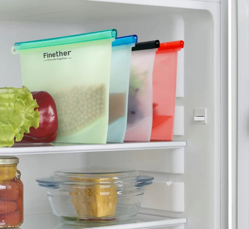 Reusable silicone food storage bags. (Photo: Walmart)