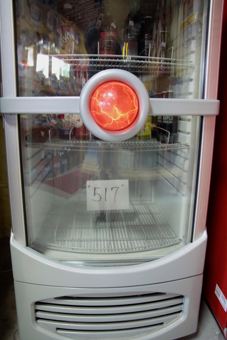 Part of the 517 Party on Tuesday at Nova's Soda Pop Candy Shop in downtown Adrian was a scavenger hunt where people had to look for "517" signs at participating businesses. This sign is in one of Nova's pop coolers.