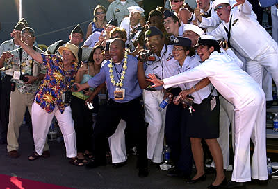 Byron Allen and the crew of the USS John C. Stennis at the Honolulu, Hawaii premiere of Touchstone Pictures' Pearl Harbor
