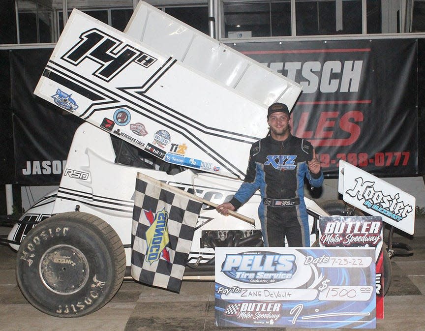 Zane DeVault brought home the win in the Sprint feature Saturday at Butler Motor Speedway