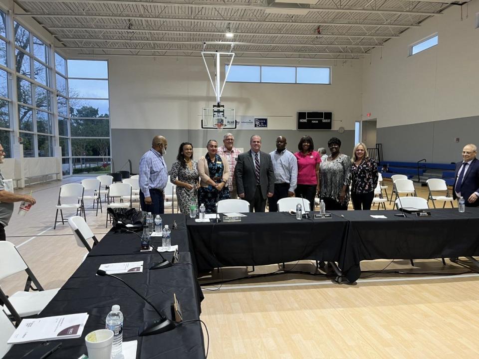 After they completed a goal-setting workshop earlier this year at the Yvonne Scarlett-Golden Center, Daytona Beach city commissioners posed for a photo. Also shown in the photo are the city manager, city attorney and consultant who helped facilitate the meeting.