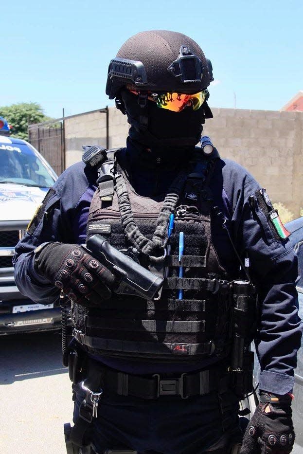 A Juárez police officer is shown in this file photo.