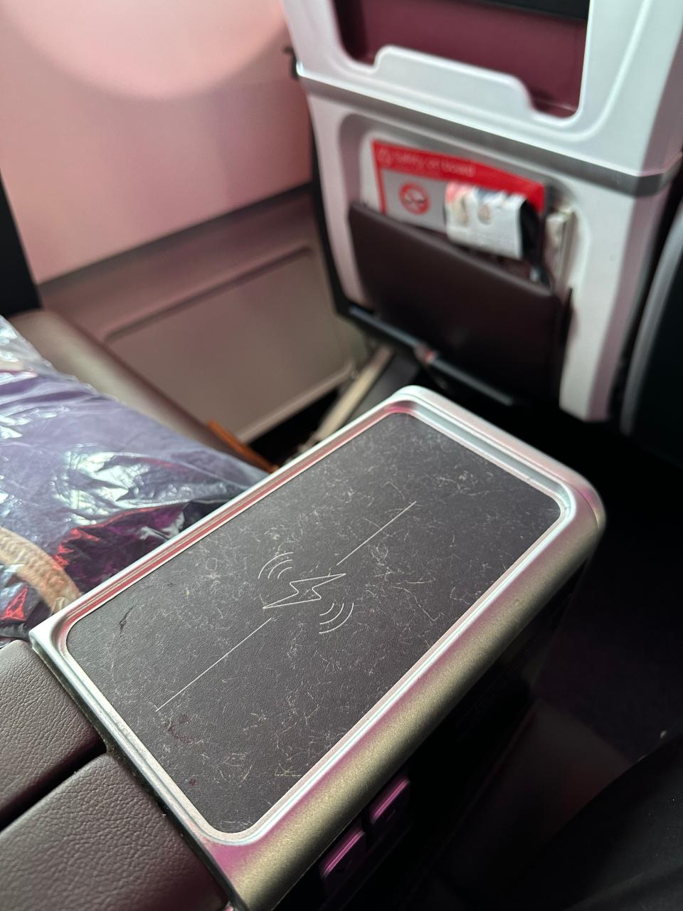 The shared wireless charging in Premium Class, Dan Koday, " I was one of the first people to see Virgin Atlantic's newest aircraft that will fly between NYC and London."