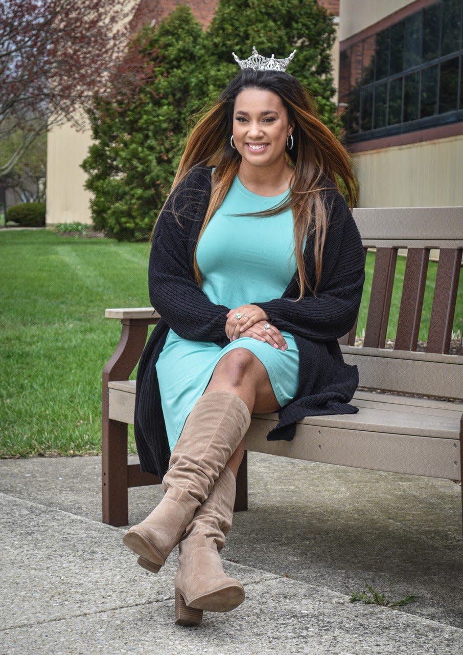 Desi Hunt, who was adopted as a child, is creating a mentoring program for children aging out of the foster care system as her platform for the Miss Ohio competition.