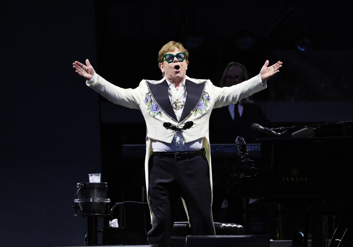 Elton John performs at MetLife Stadium on July 23, 2022 in East Rutherford, New Jersey.