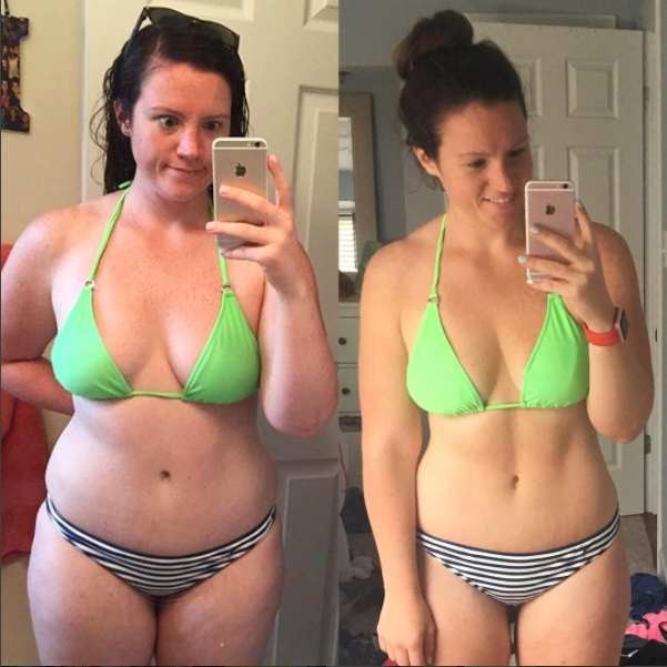 Katy has also been sharing her weight loss progress on social media, with these photos taken a year apart. Photo: Instagram