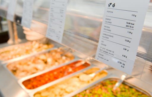 Detailed nutritional information is displayed above the food available at the London 2012 Olympic Athletes' Village in the Olympic Park in east London, on July 12. Feeding 10,500 athletes and millions of fans during the Olympics may be a mammoth task but London 2012 is hoping to seize the opportunity to also improve the reputation of British cuisine