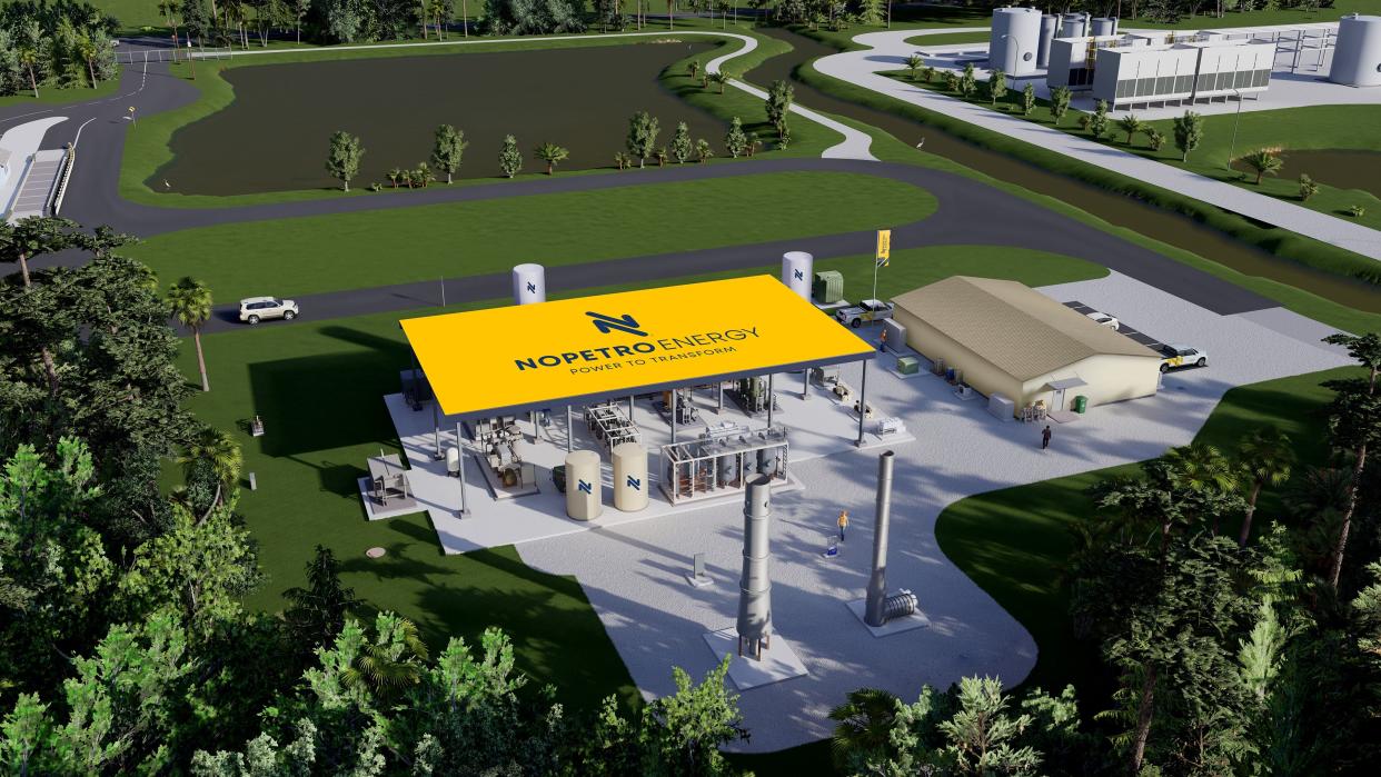 An artistic rendering shows the future Vero Beach Nopetro Eco District facility being built at 7625 Ninth St. S.W. in Indian River County. It is being built by Nopetro Renewables. The facility will take landfill gas and convert it into renewable natural gas and is slated to be completed by early 2025.