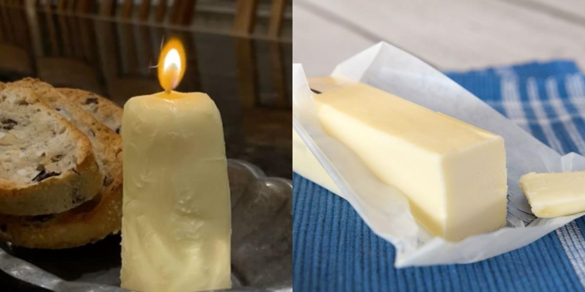 Butter candle, made with actual butter that was molded into a candle and  lit. : r/StupidFood