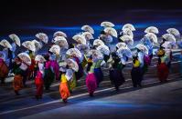 <p>Dancers perform during the closing ceremony of the Pyeongchang 2018 Winter Olympic Games at the Pyeongchang Stadium on February 25, 2018. / AFP PHOTO / Christof STACHE </p>