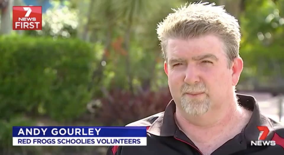 Red Frogs volunteer Andy Gourley said schoolies shouldn't accept anything handed to them. Source: 7 News