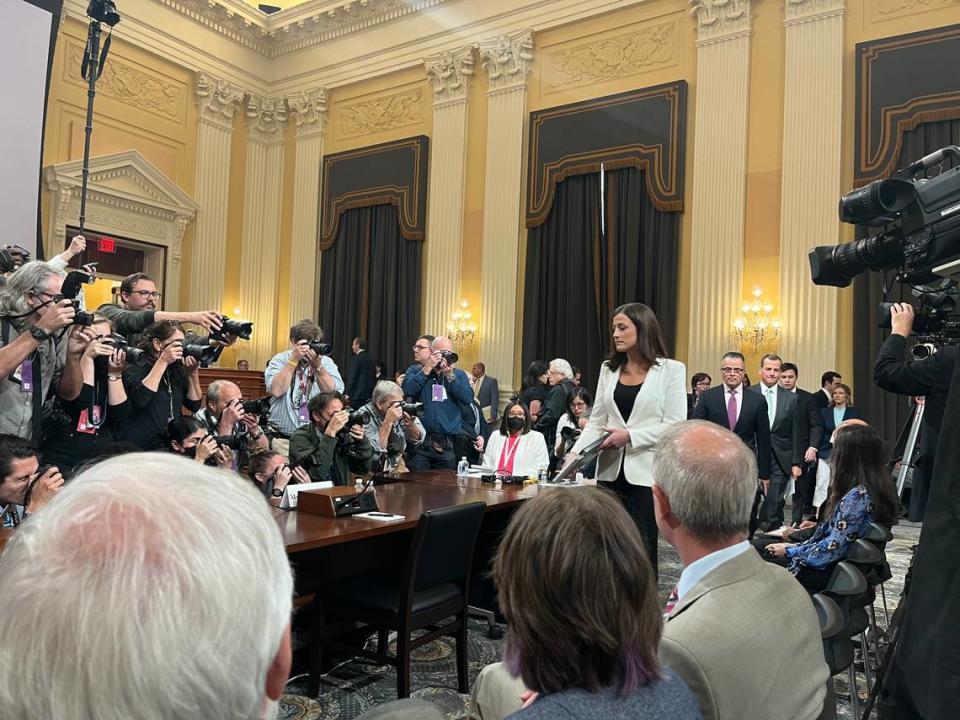 Cassidy Hutchinson testifies before the Jan. 6 committee in Washington, D.C., on June 28, 2022.