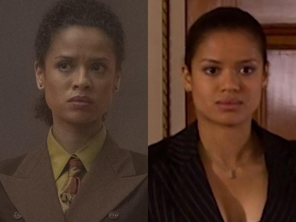 On the left: Gugu Mbatha-Raw in "Loki." On the right: Mbatha-Raw in "Doctor Who."