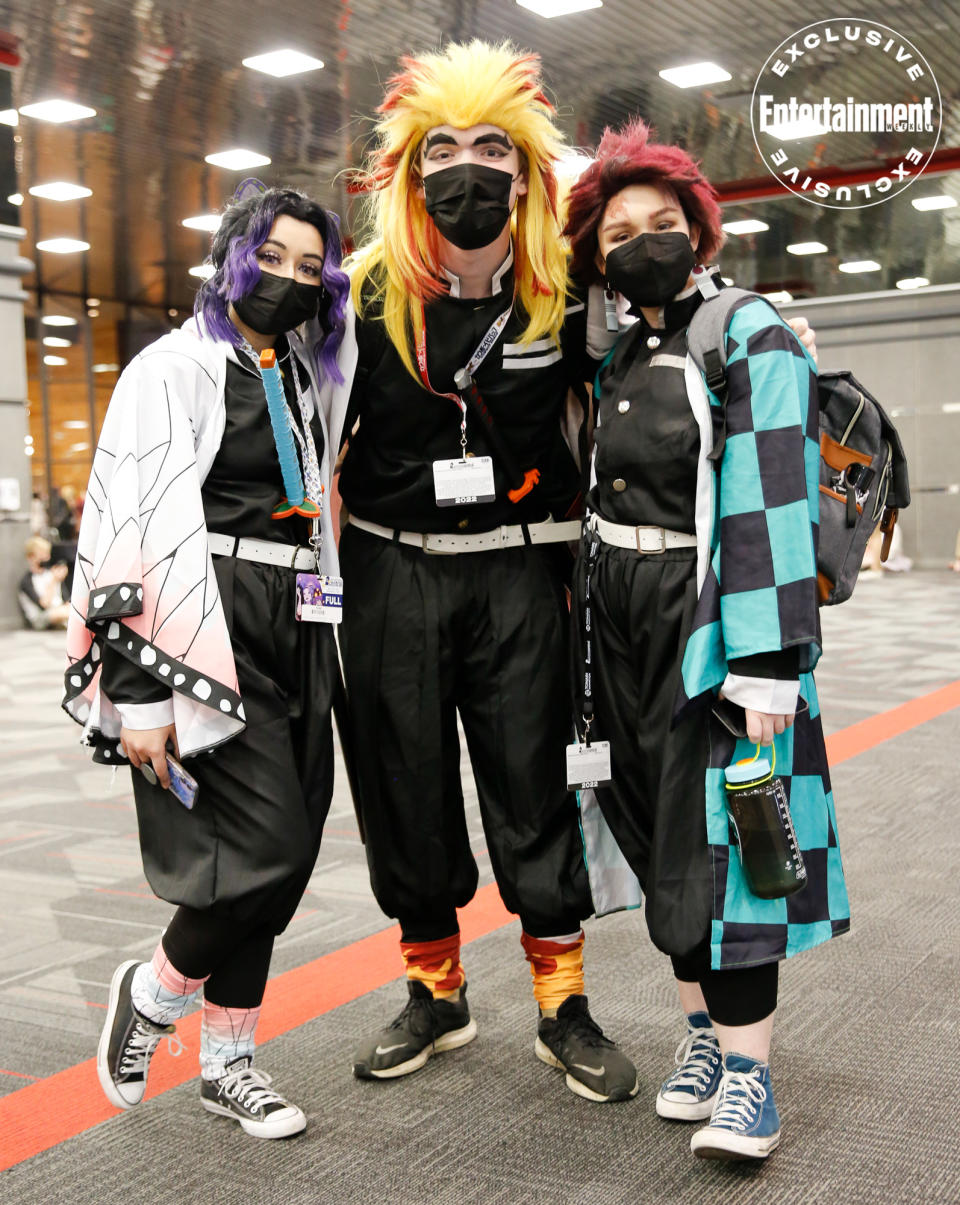 Shinobu, Rengoku, and Tanjiro from <em>Demon Slayer</em> cosplayers