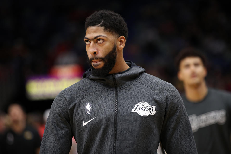 NEW ORLEANS, LOUISIANA - NOVEMBER 27:  Anthony Davis #3 of the Los Angeles Lakers warms up prior to playing the New Orleans Pelicans at Smoothie King Center on November 27, 2019 in New Orleans, Louisiana.  NOTE TO USER: User expressly acknowledges and agrees that, by downloading and/or using this photograph, user is consenting to the terms and conditions of the Getty Images License Agreement (Photo by Chris Graythen/Getty Images)